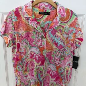 NWT Ralph Lauren multicolor summer pajamas size medium.